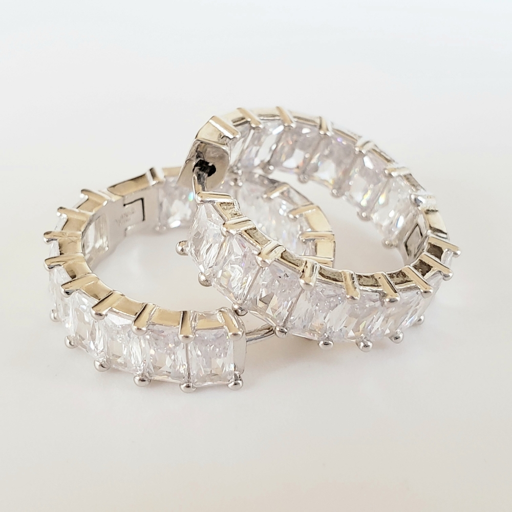Adina Eden CZ Baguette Huggie Inside Out Hoops